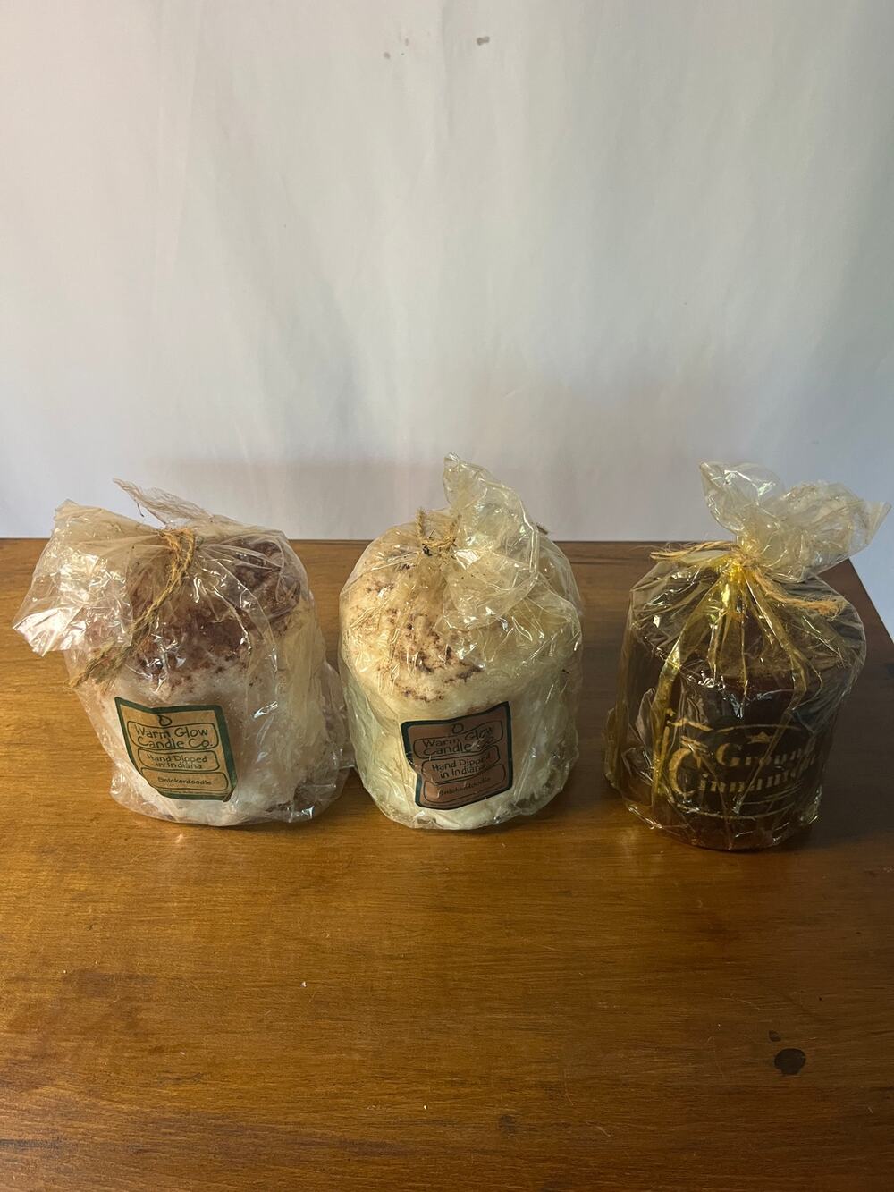 Warm Glow Candle Co Hearth Candle Lot of 3 Snickerdoodle Hand Dipped in Indiana